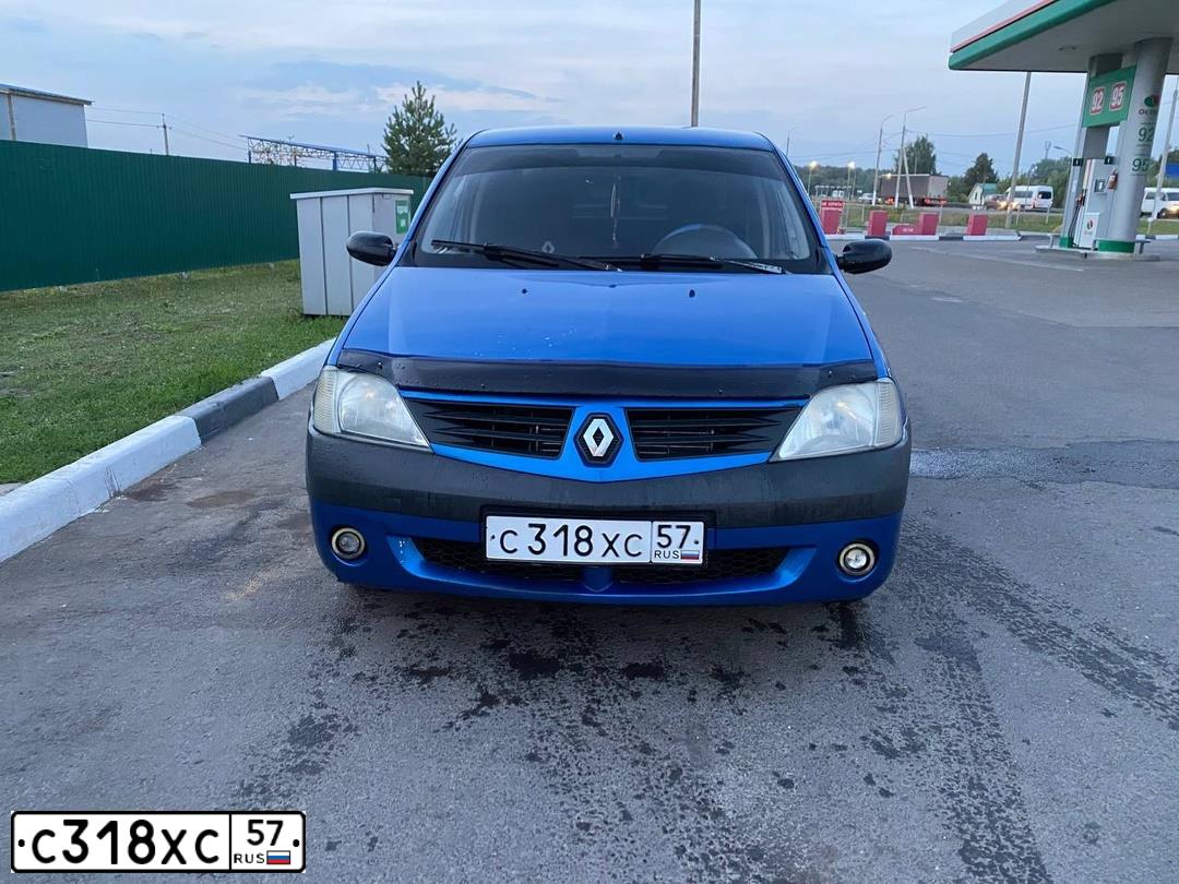 Фото автомобиля RENAULT LOGAN, 2007 — госномер С318ХС57. Цвет: СИНИЙ МЕТАЛЛИК