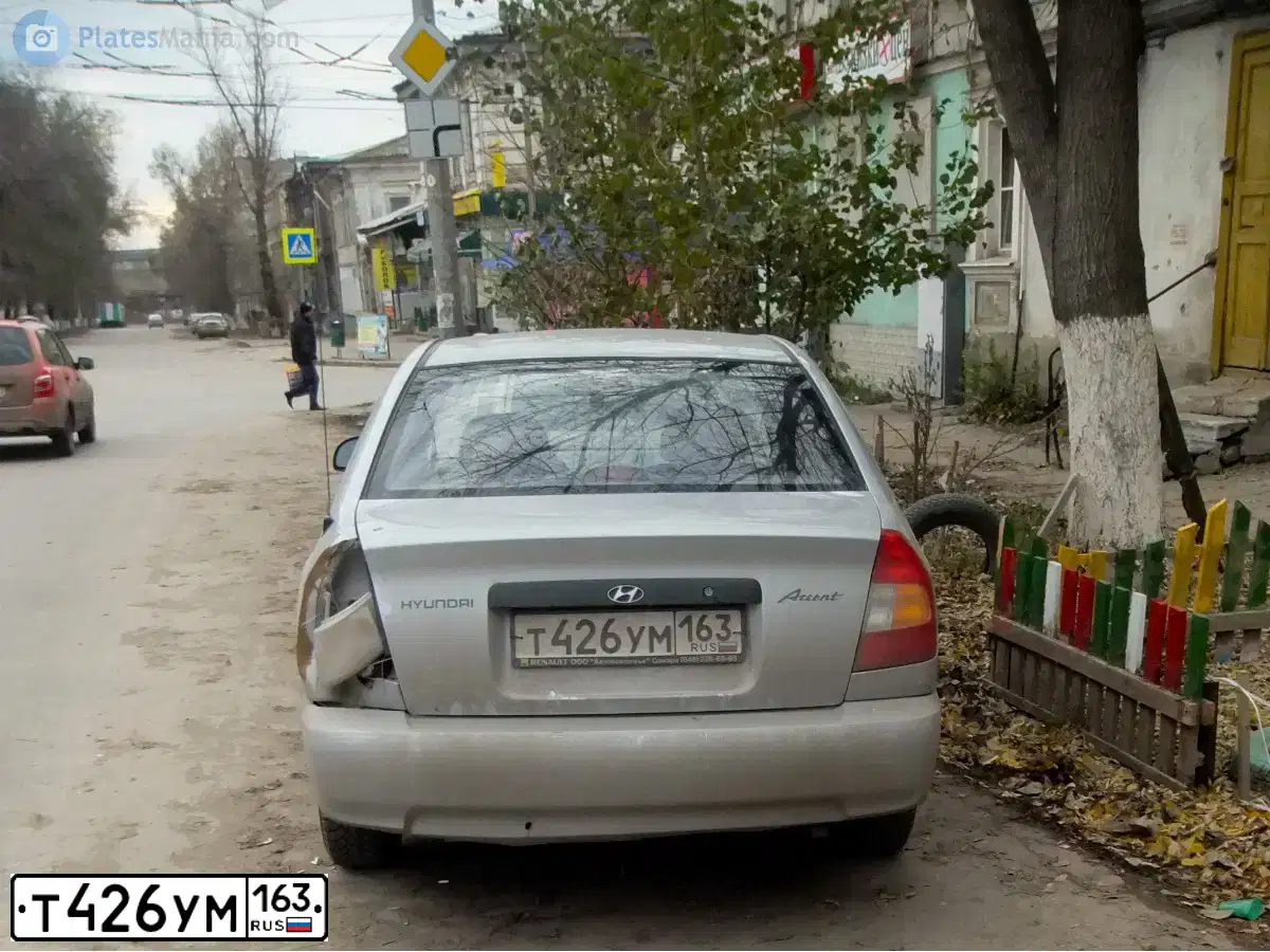 Фото автомобиля TAGAZ ACCENT, 2007 — госномер Т426УМ163. Цвет: СЕРЕБРИСТЫЙ