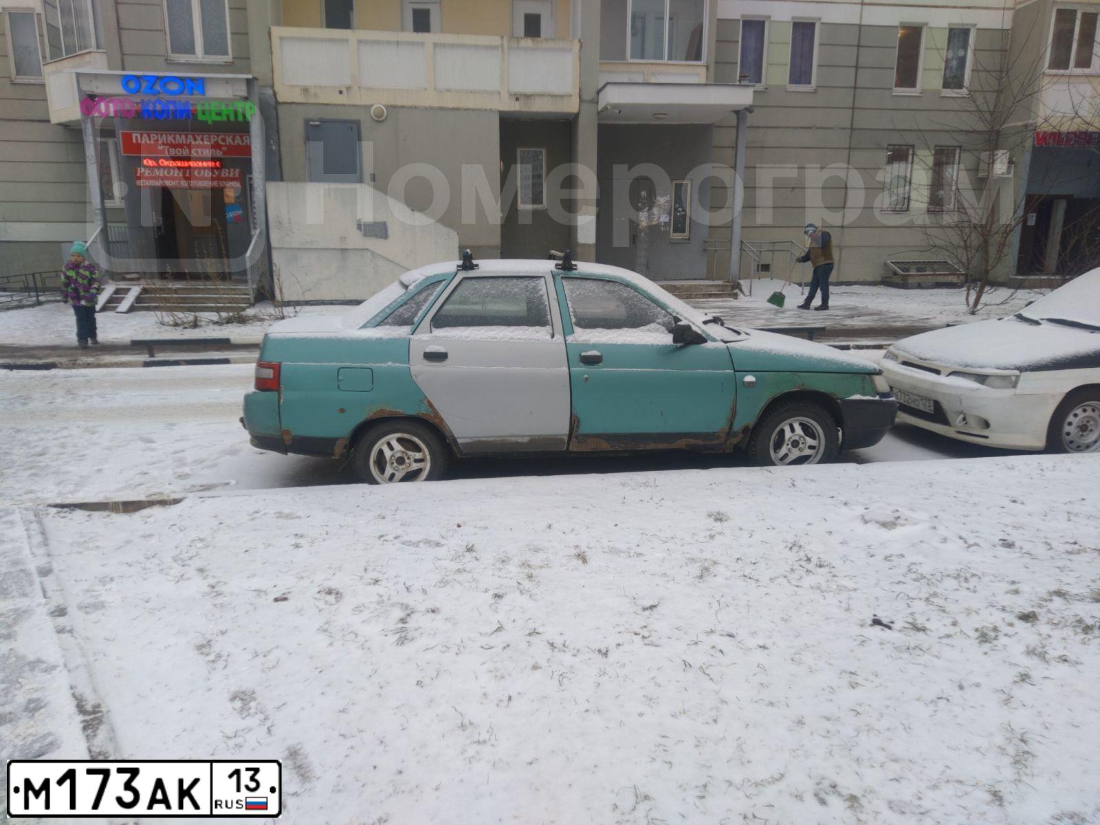 Фото автомобиля LADA 2110, 1999 — госномер М173АК13. Цвет: сине-зеленый