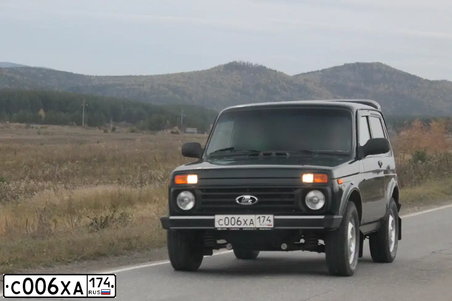 Фото автомобиля LADA 2121 NIVA, 2017 — госномер С006ХА174. Цвет: ТЕМНО - ЗЕЛЕНЫЙ