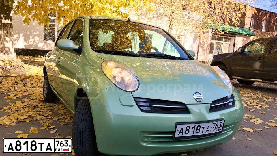 Фото автомобиля NISSAN MICRA, 2005 — госномер А758УС763. Цвет: ЗЕЛЕНЫЙ