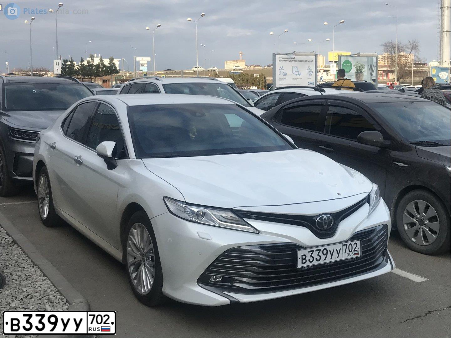 Фото автомобиля TOYOTA CAMRY, 2020 — госномер Р500УТ05. Цвет: Белый