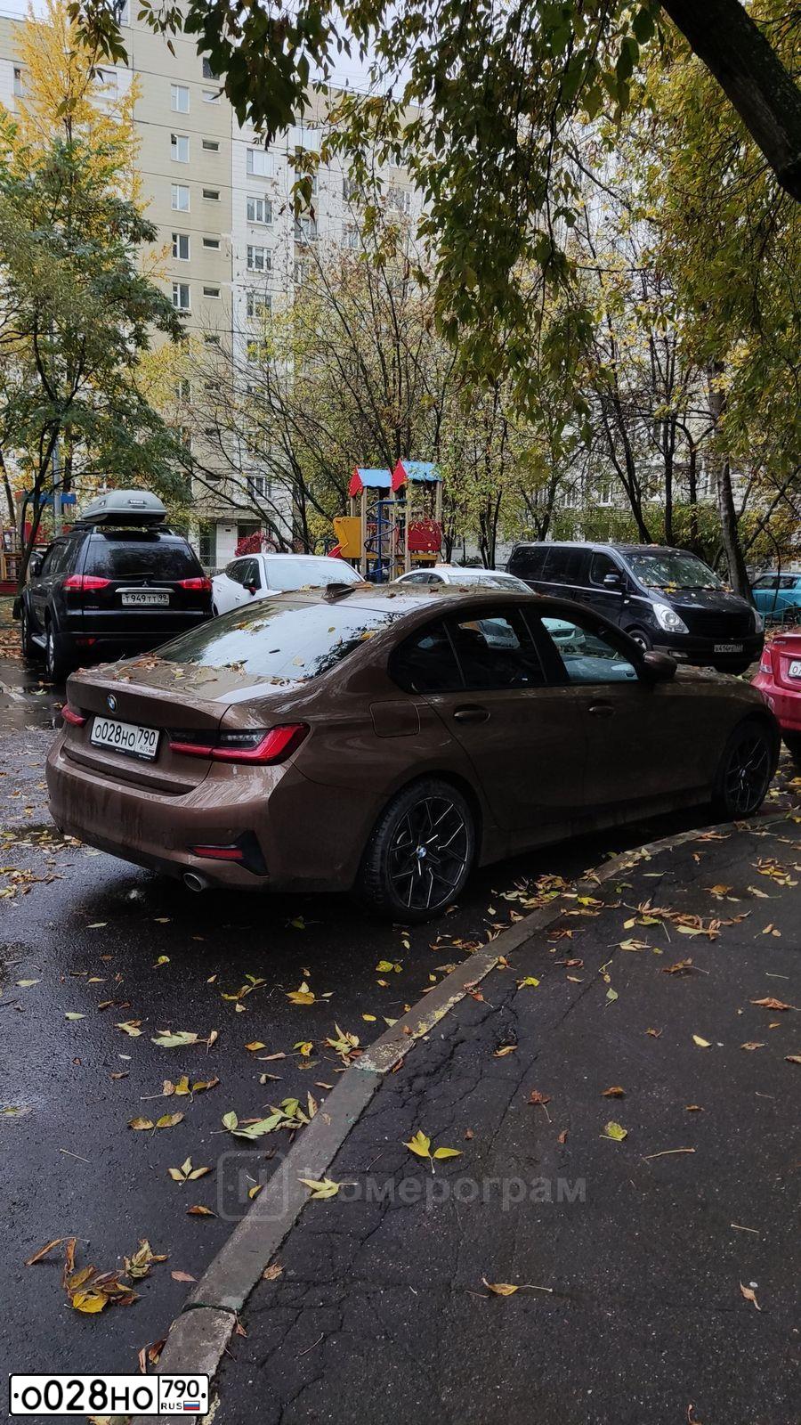 Фото автомобиля BMW SERIE 3, 2019 — госномер О028НО790. Цвет: бронзовый