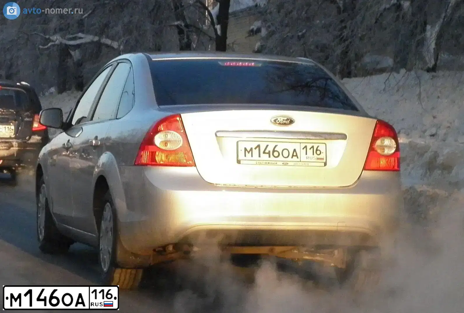 Фото автомобиля FORD FOCUS, 2009 — госномер М146ОА116. Цвет: Серебристый