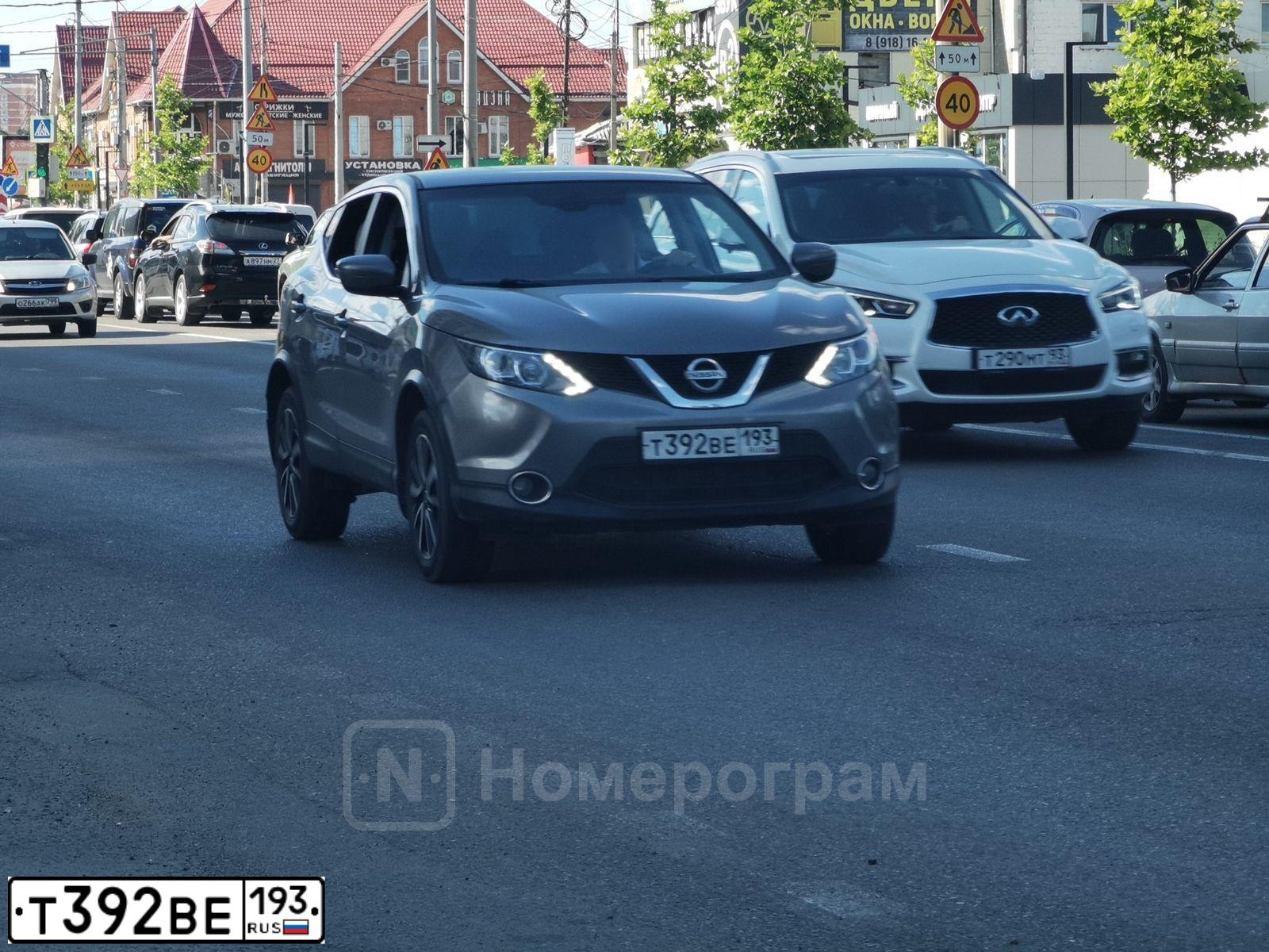 Фото автомобиля NISSAN QASHQAI, 2016 — госномер Т392ВЕ193. Цвет: СЕРЫЙ