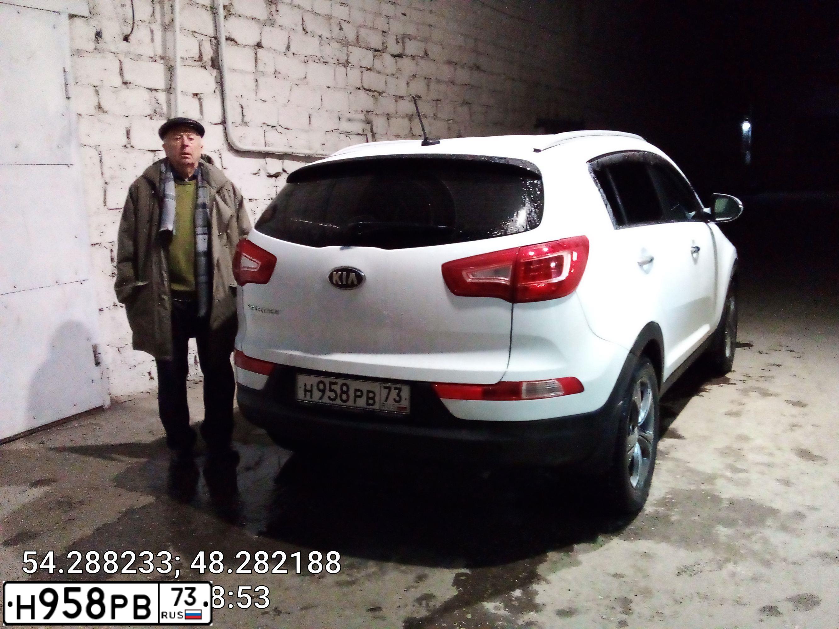 Фото автомобиля KIA SPORTAGE, 2012 — госномер Н958РВ73. Цвет: Белый