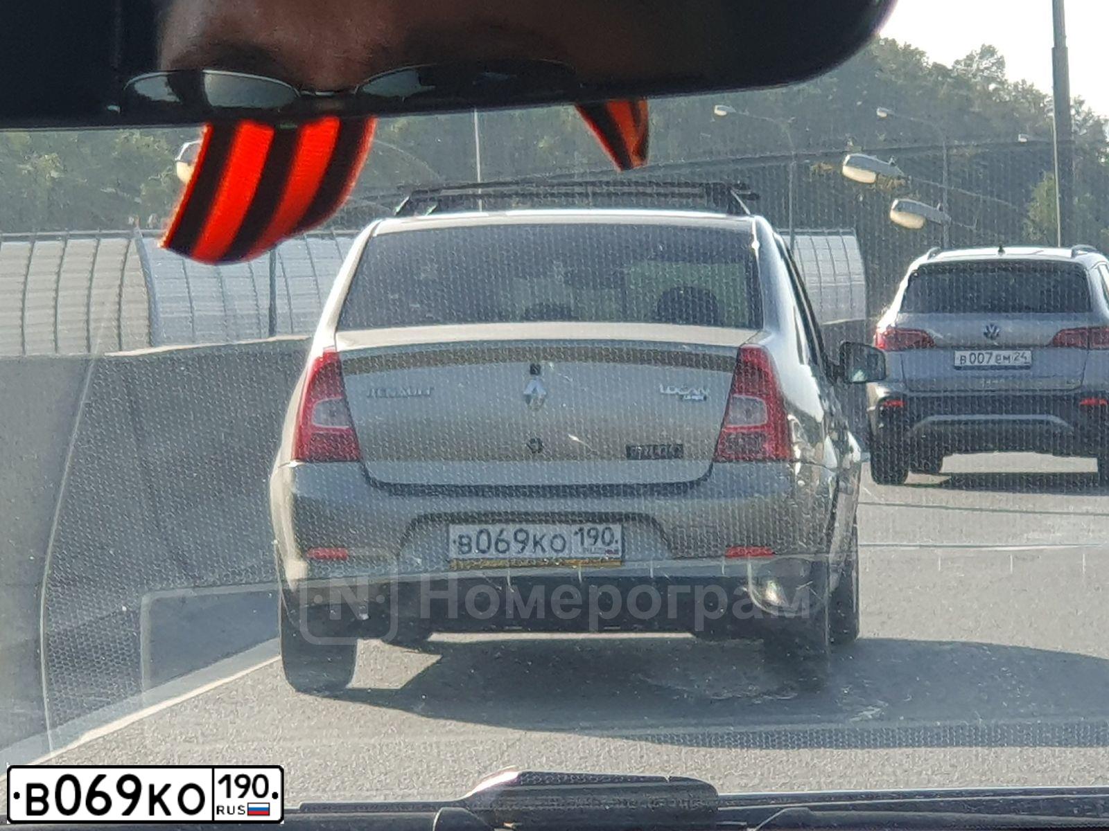 Фото автомобиля RENAULT LOGAN, 2010 — госномер В069КО190. Цвет: БЕЖЕВЫЙ