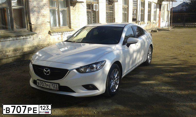 Фото автомобиля MAZDA 6, 2015 — госномер В707РЕ123. Цвет: Белый