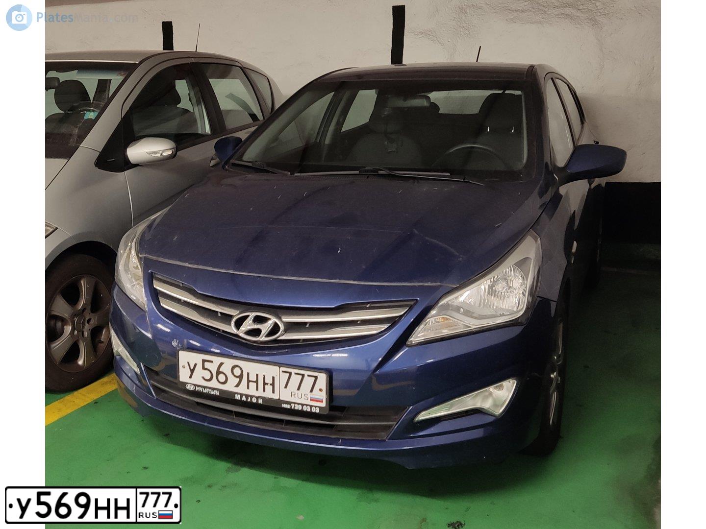Фото автомобиля HYUNDAI SOLARIS, 2015 — госномер М213ОО790. Цвет: синий