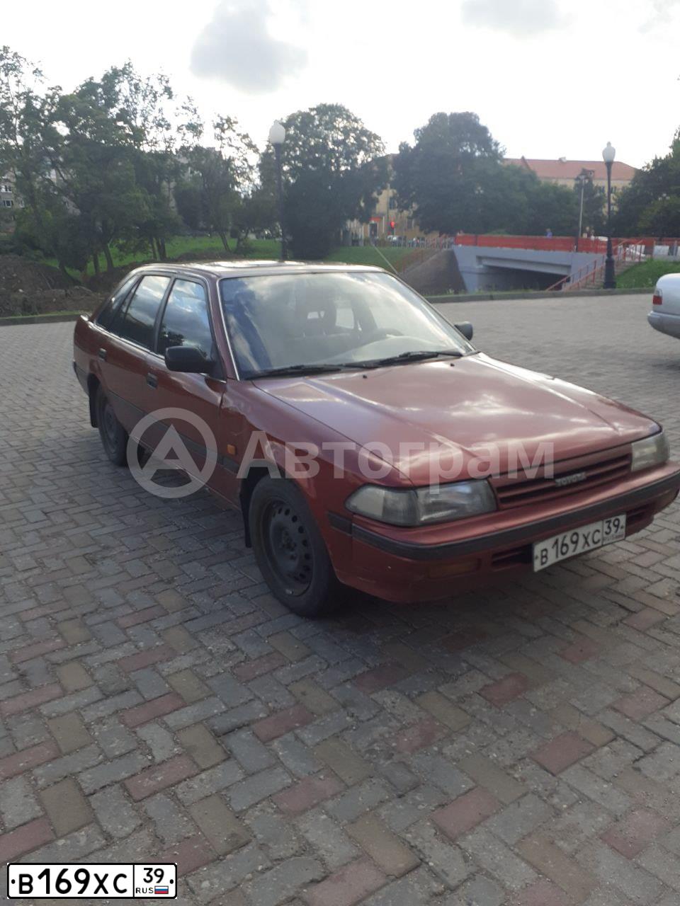 Фото автомобиля TOYOTA CARINA, 1990 — госномер В169ХС39. Цвет: ВИШНЕВЫЙ