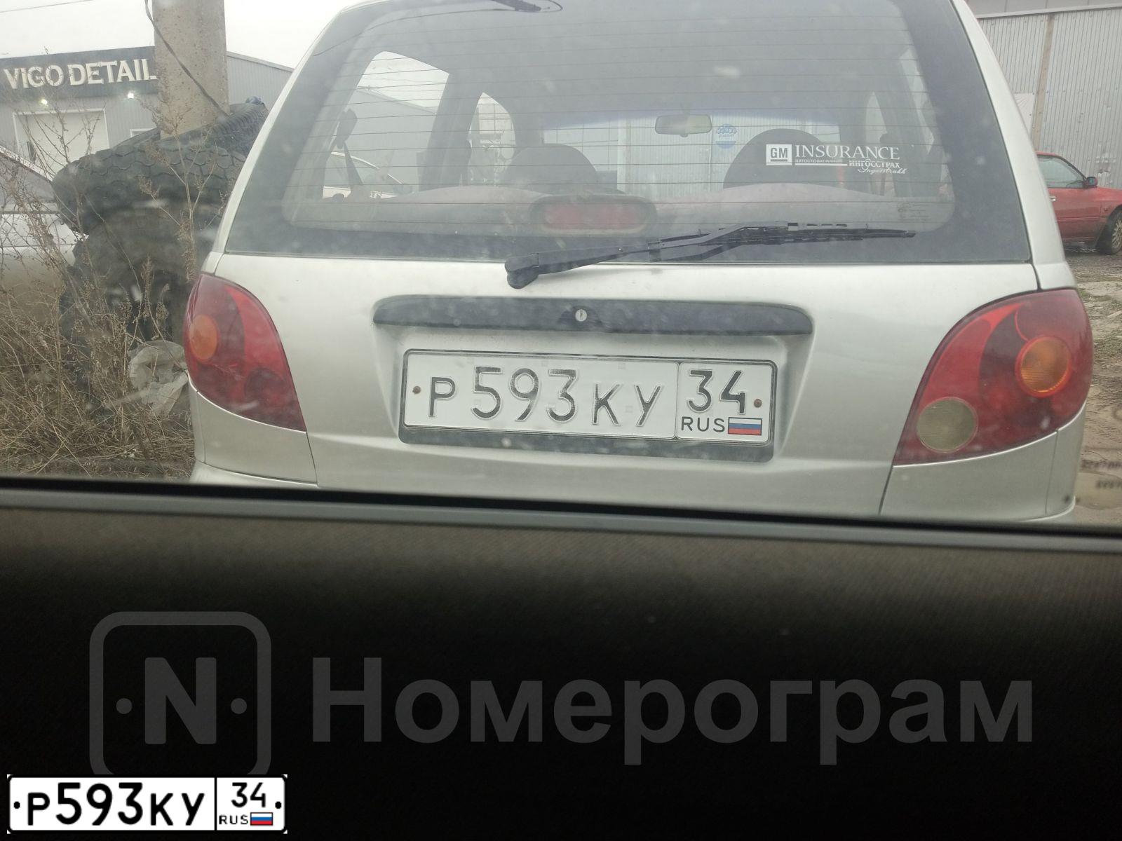 Фото автомобиля DAEWOO MATIZ, 2008 — госномер Р593КУ34. Цвет: СЕРЕБРИСТЫЙ