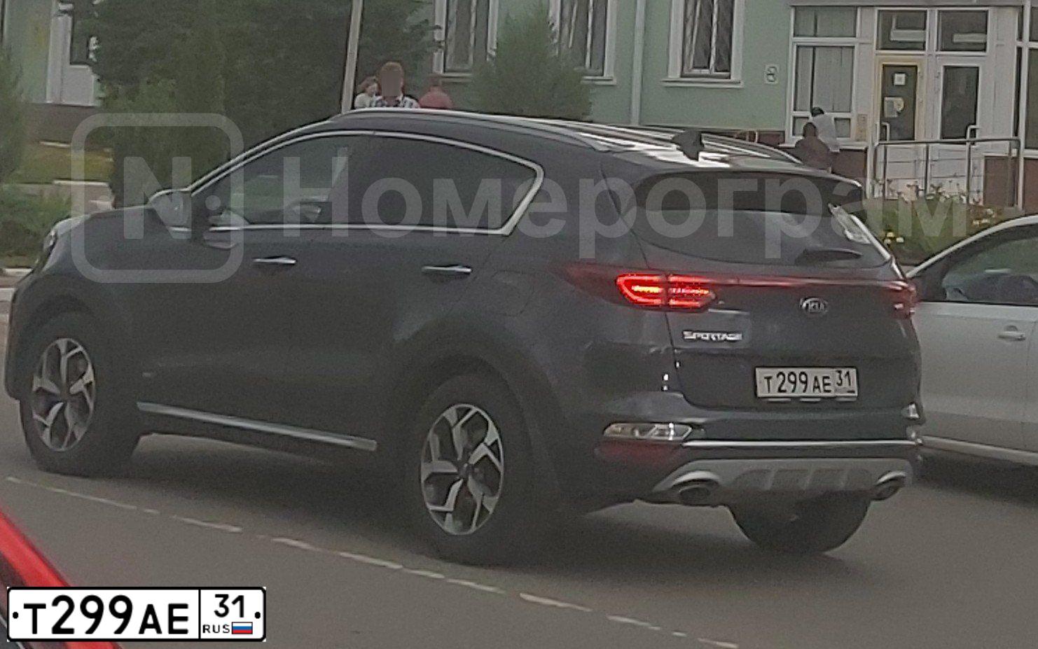 Фото автомобиля KIA SPORTAGE, 2019 — госномер Т299АЕ31. Цвет: Серый