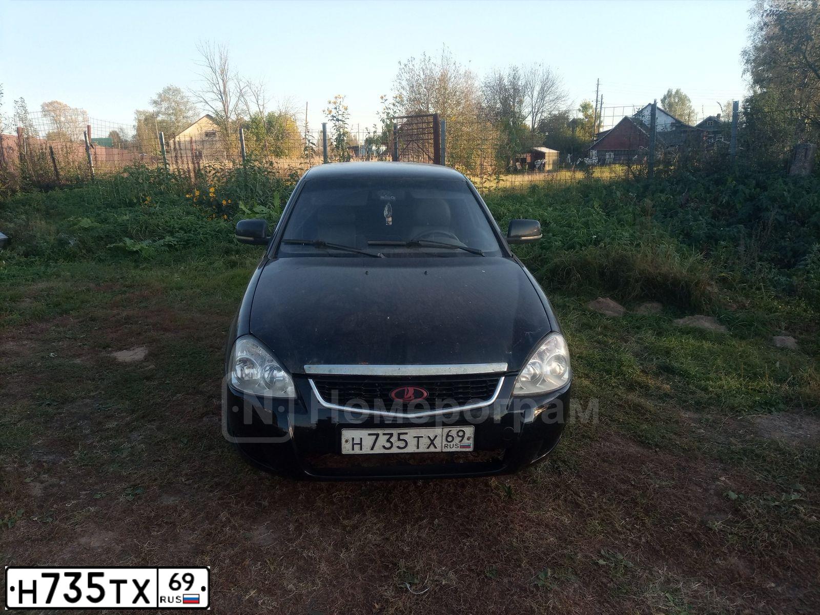 Фото автомобиля LADA 2172 PRIORA, 2008 — госномер Н735ТХ69. Цвет: ТЕМНО ЗЕЛЕНЫЙ
