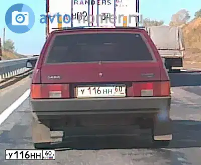Фото автомобиля LADA 2109 SAMARA, 1999 — госномер У116НН60. Цвет: ТЕМНО-БОРДОВЫЙ