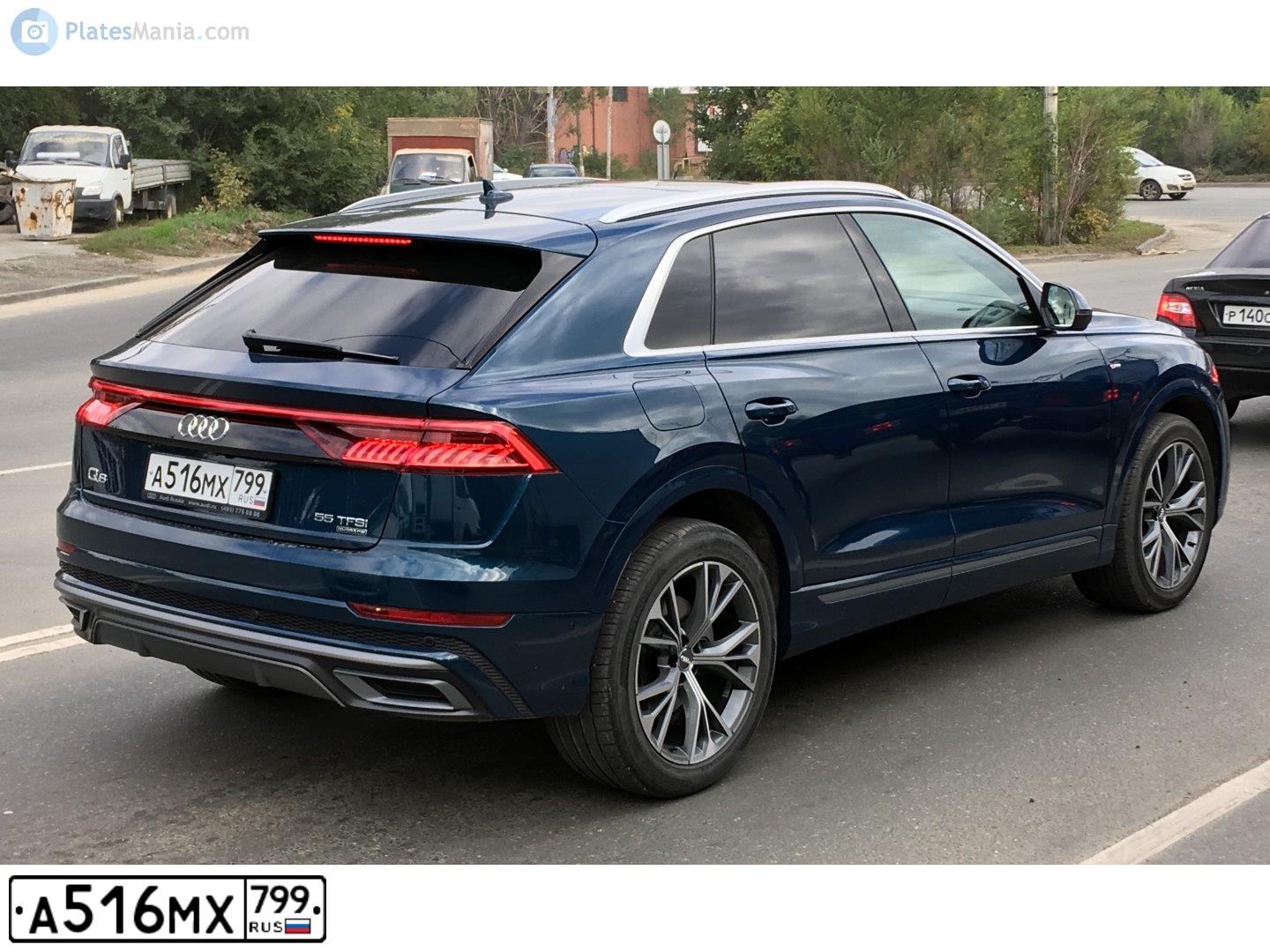 Фото автомобиля AUDI Q8, 2018 — госномер М416ТМ797. Цвет: синий
