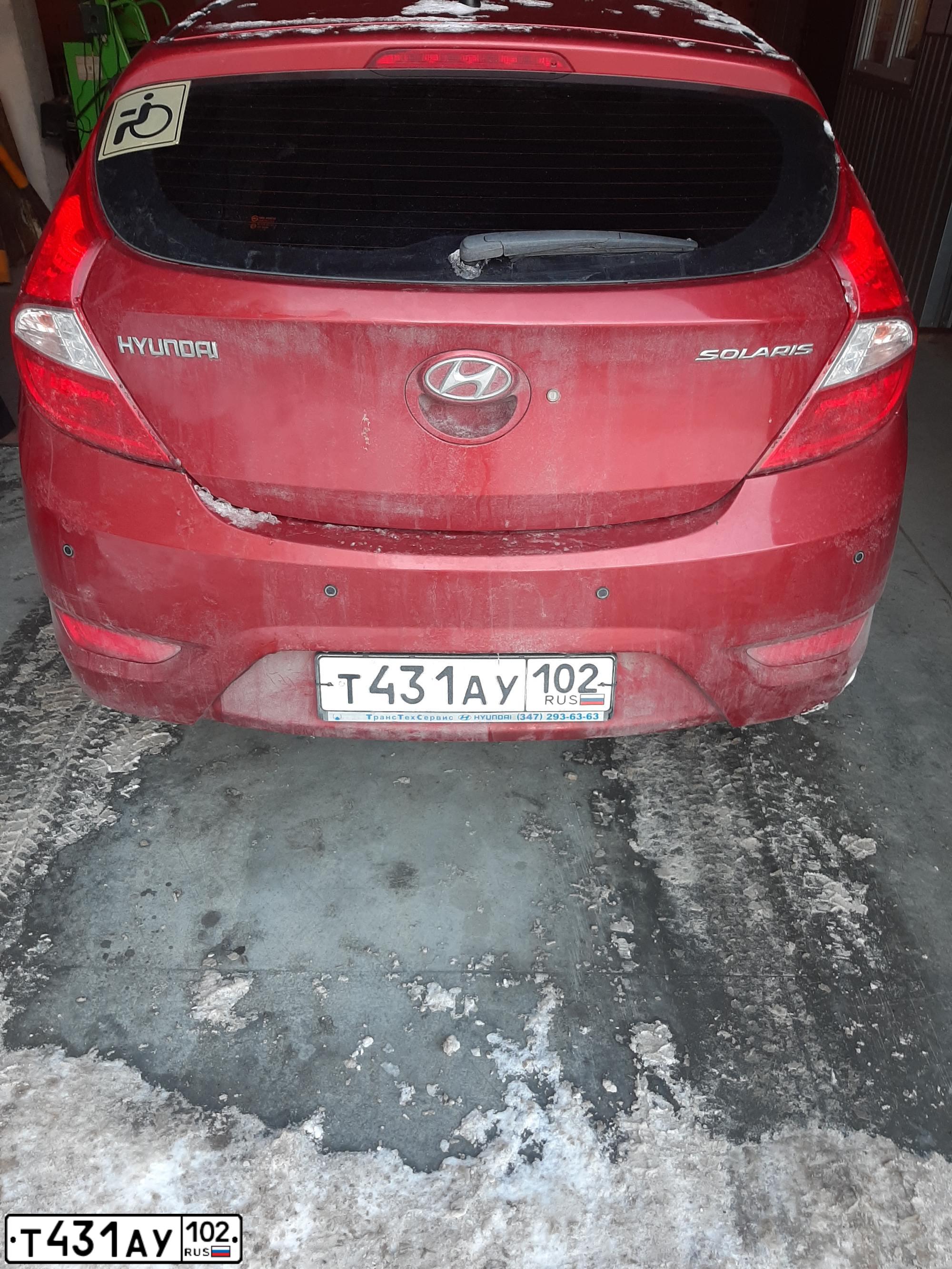 Фото автомобиля HYUNDAI SOLARIS, 2011 — госномер Т431АУ102. Цвет: КРАСНЫЙ ГРАНАТ
