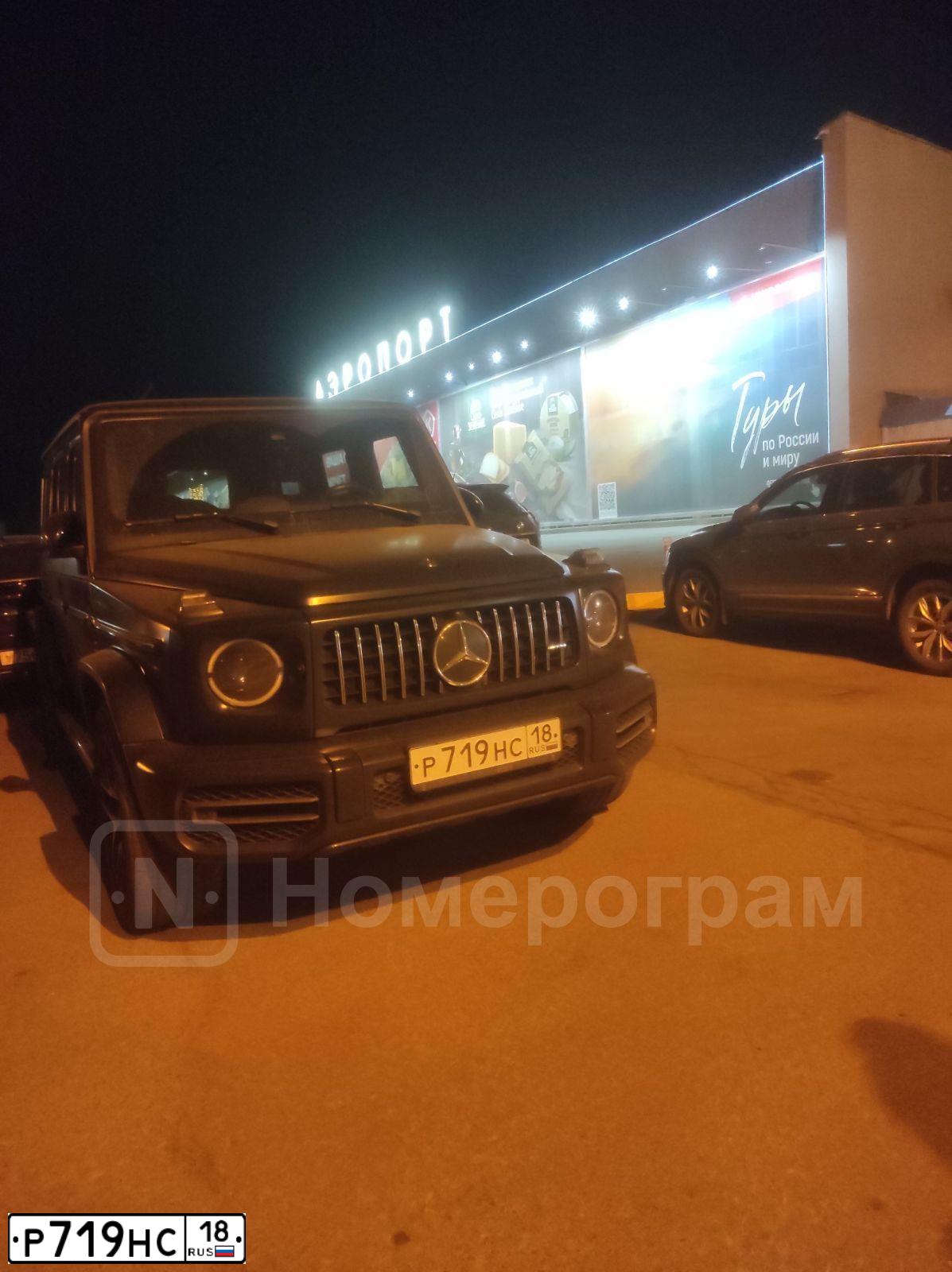 Фото автомобиля MERCEDES G-KLASSE, 2018 — госномер Р719НС18. Цвет: ЧЕРНЫЙ