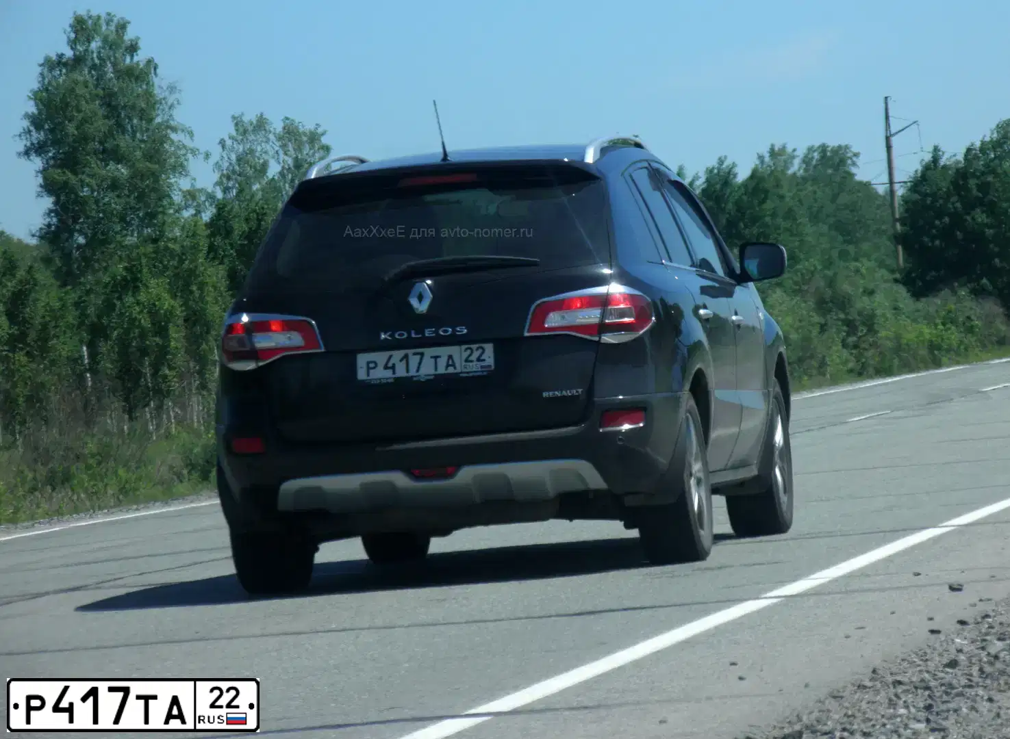 Фото автомобиля RENAULT KOLEOS, 2011 — госномер Р417ТА22. Цвет: ЧЕРНЫЙ