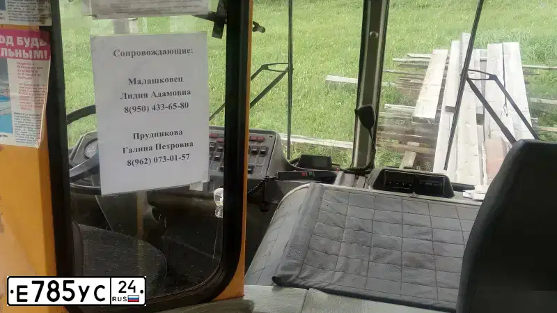 Фото автомобиля PAZ 3205, 2008 — госномер Е785УС24. Цвет: ЖЕЛТЫЙ