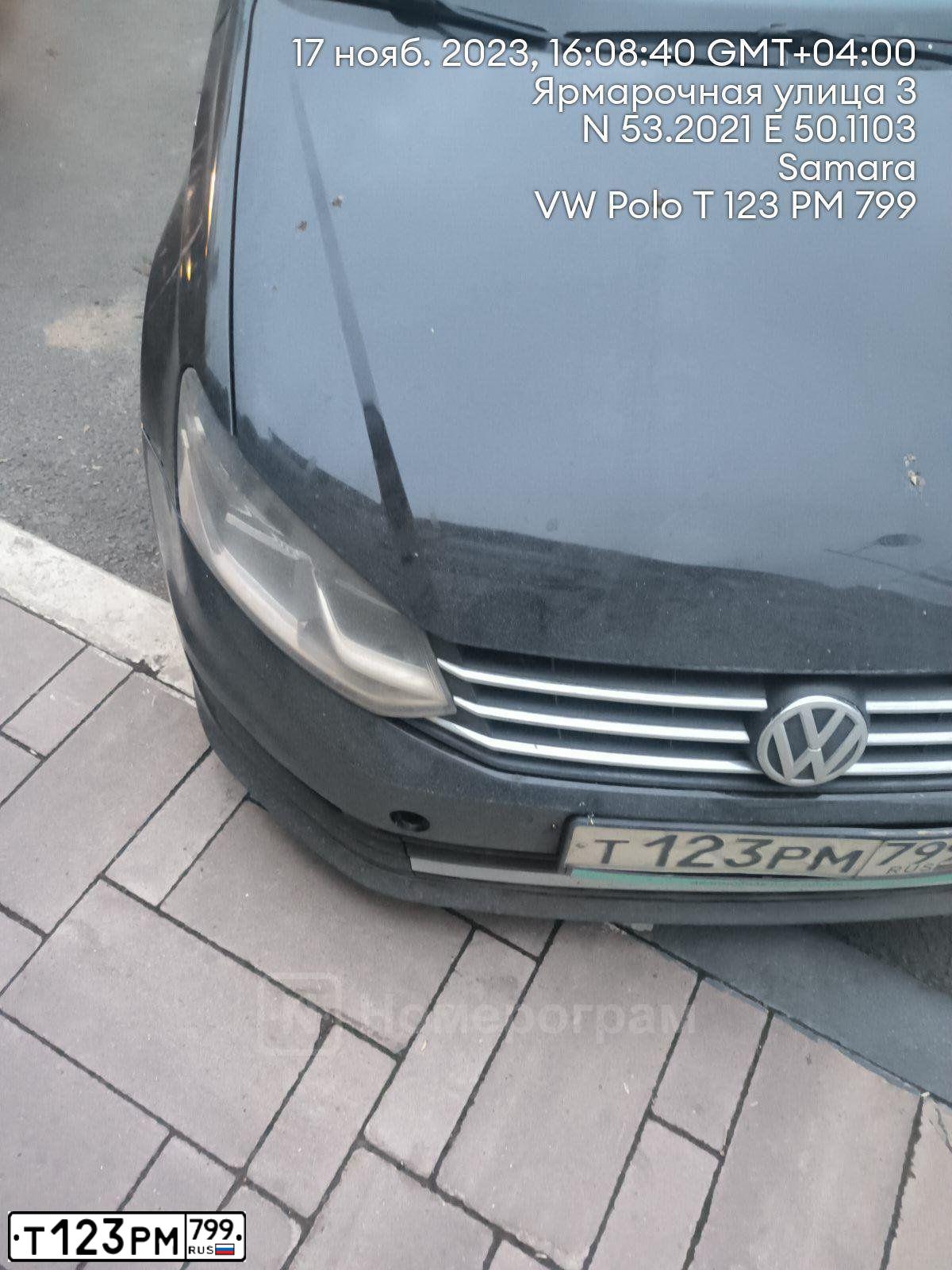 Фото автомобиля VOLKSWAGEN POLO, 2019 — госномер Т123РМ799. Цвет: ЧЕРНЫЙ