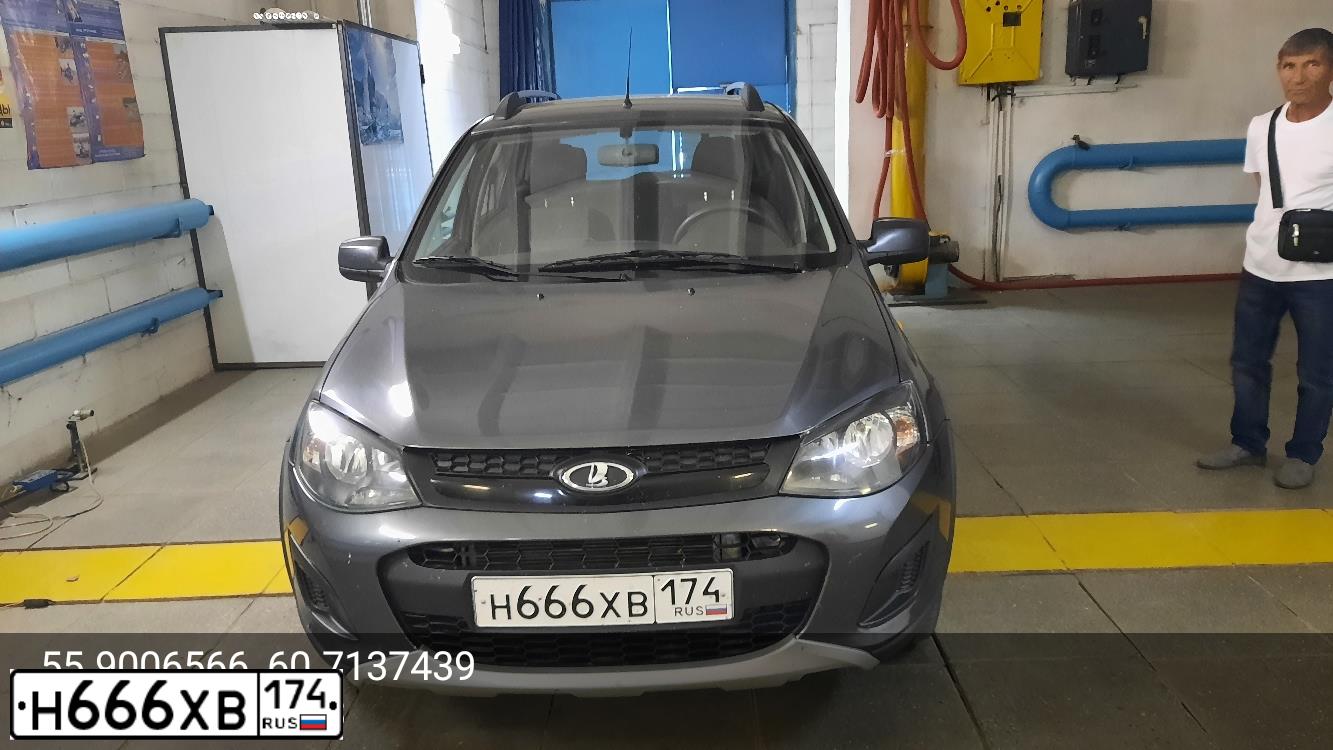 Фото автомобиля LADA 2194 KALINA, 2017 — госномер Н666ХВ174. Цвет: СЕРЕБРИСТО-ТЕМНО-СЕРЫЙ