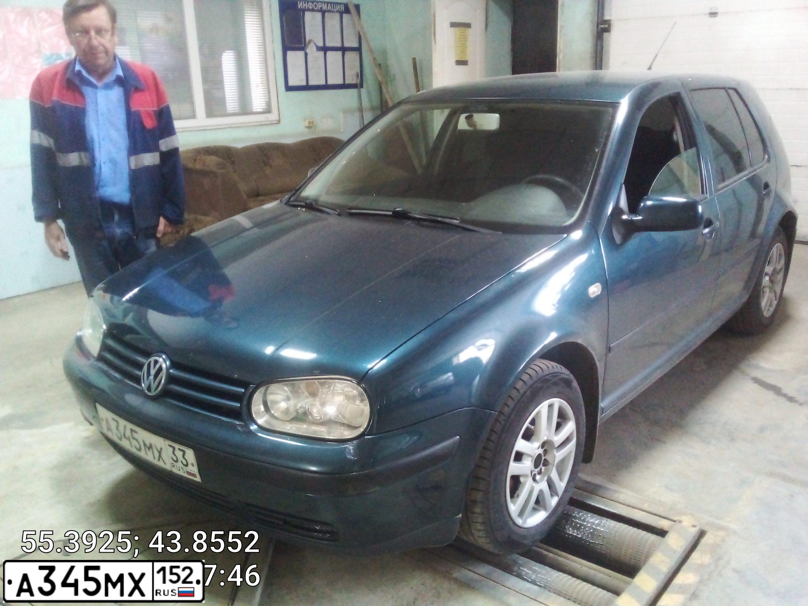 Фото автомобиля VOLKSWAGEN GOLF, 2001 — госномер А345МХ33. Цвет: ЗЕЛЕНЫЙ