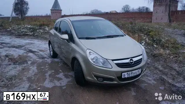 Фото автомобиля OPEL L CORSA, 2008 — госномер В169НХ67. Цвет: БЕЖЕВЫЙ