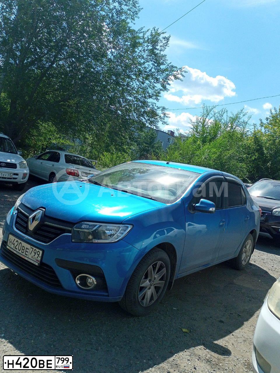 Фото автомобиля RENAULT T LOGAN, 2018 — госномер Н420ВЕ799. Цвет: СВЕТЛО-СИНИЙ