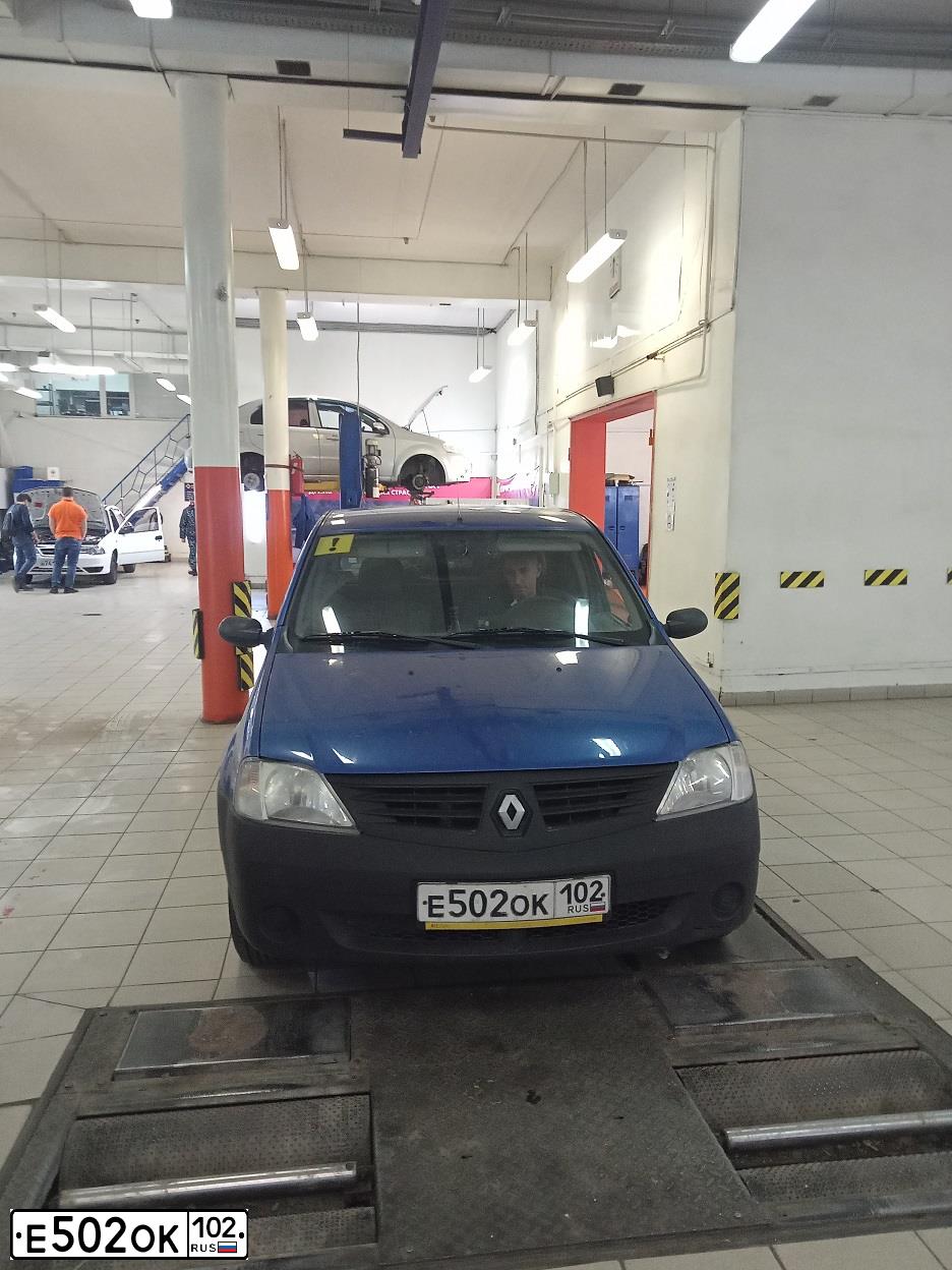 Фото автомобиля RENAULT LOGAN, 2008 — госномер Е502ОК102. Цвет: СИНИЙ МЕТАЛЛИК