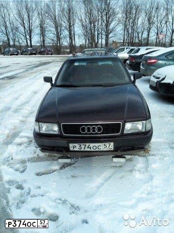 Фото автомобиля AUDI 80, 1993 — госномер Р374ОС57. Цвет: ВИШНЕВЫЙ
