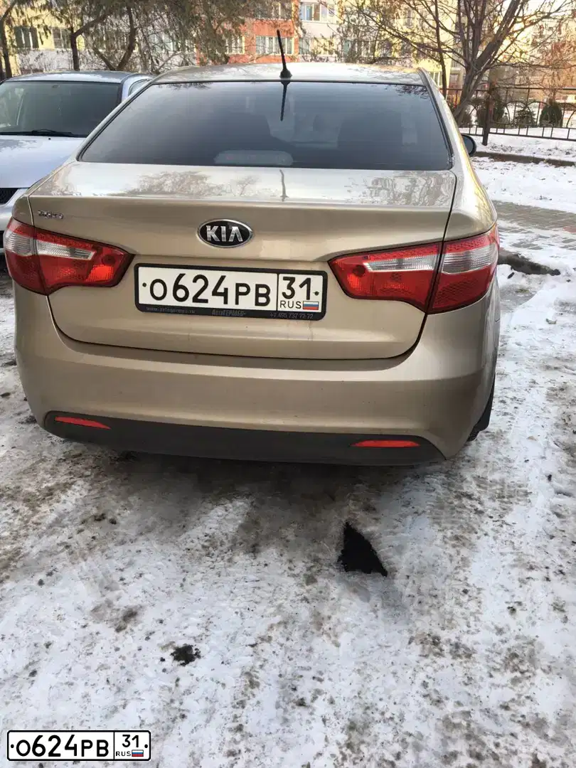Фото автомобиля KIA RIO, 2013 — госномер О624РВ31. Цвет: СЕРЫЙ
