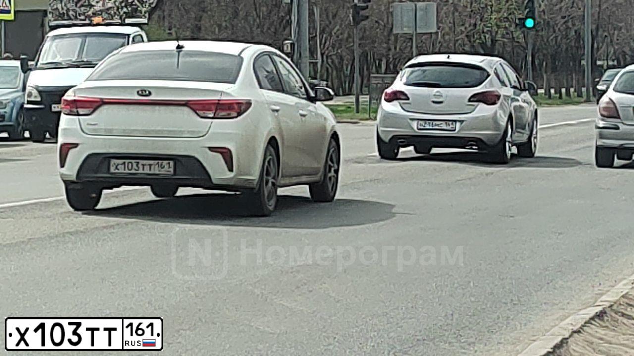 Фото автомобиля KIA RIO, 2018 — госномер Х103ТТ161. Цвет: БЕЛЫЙ