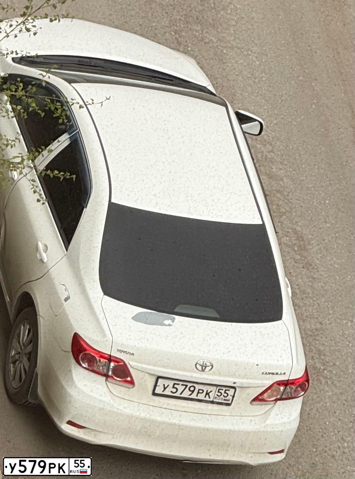 Фото автомобиля TOYOTA COROLLA, 2012 — госномер У579РК55. Цвет: Белый