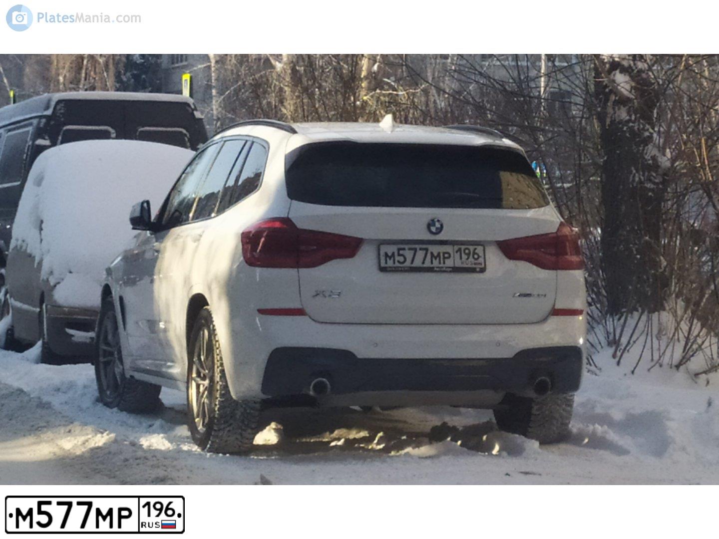 Фото автомобиля BMW X3, 2019 — госномер М577МР196. Цвет: Белый