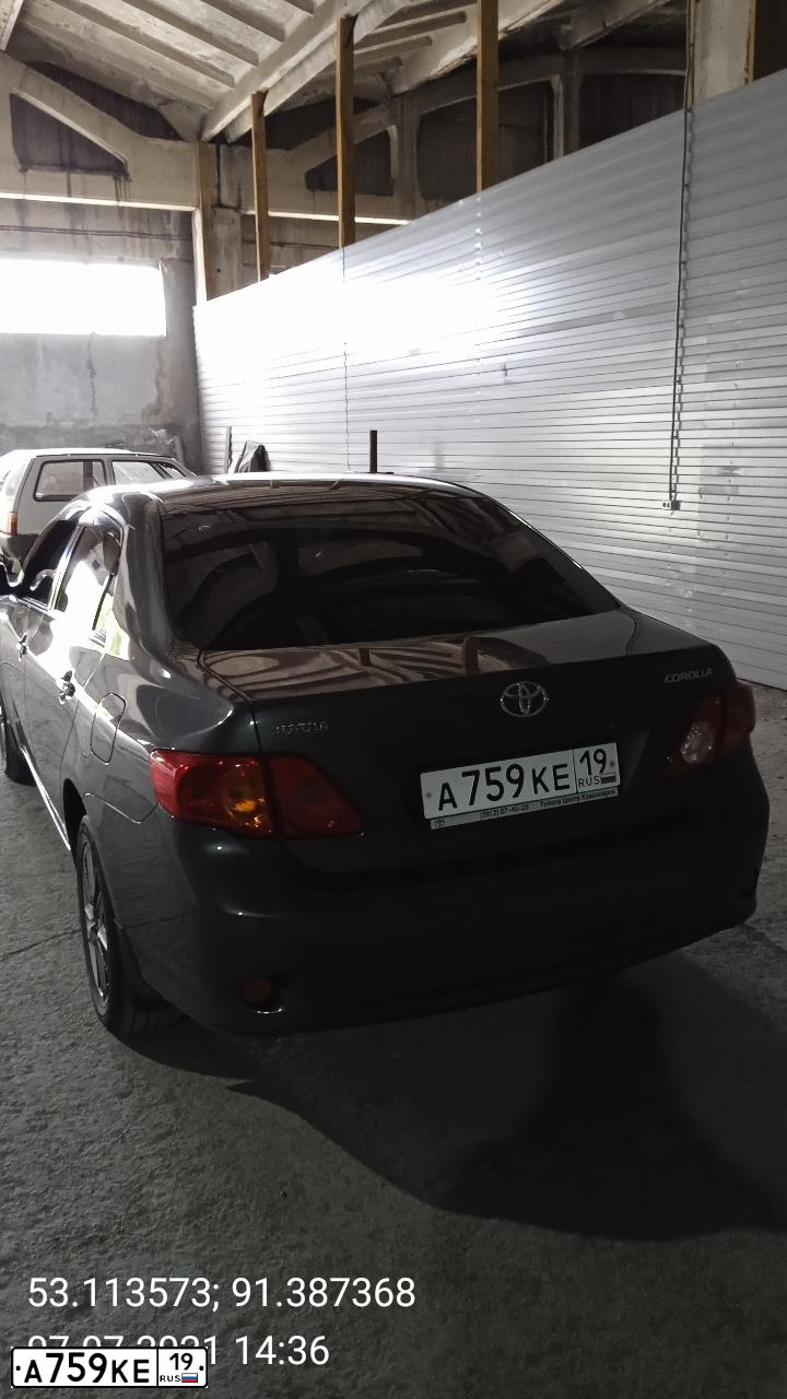 Фото автомобиля TOYOTA COROLLA, 2008 — госномер А759КЕ19. Цвет: Серый