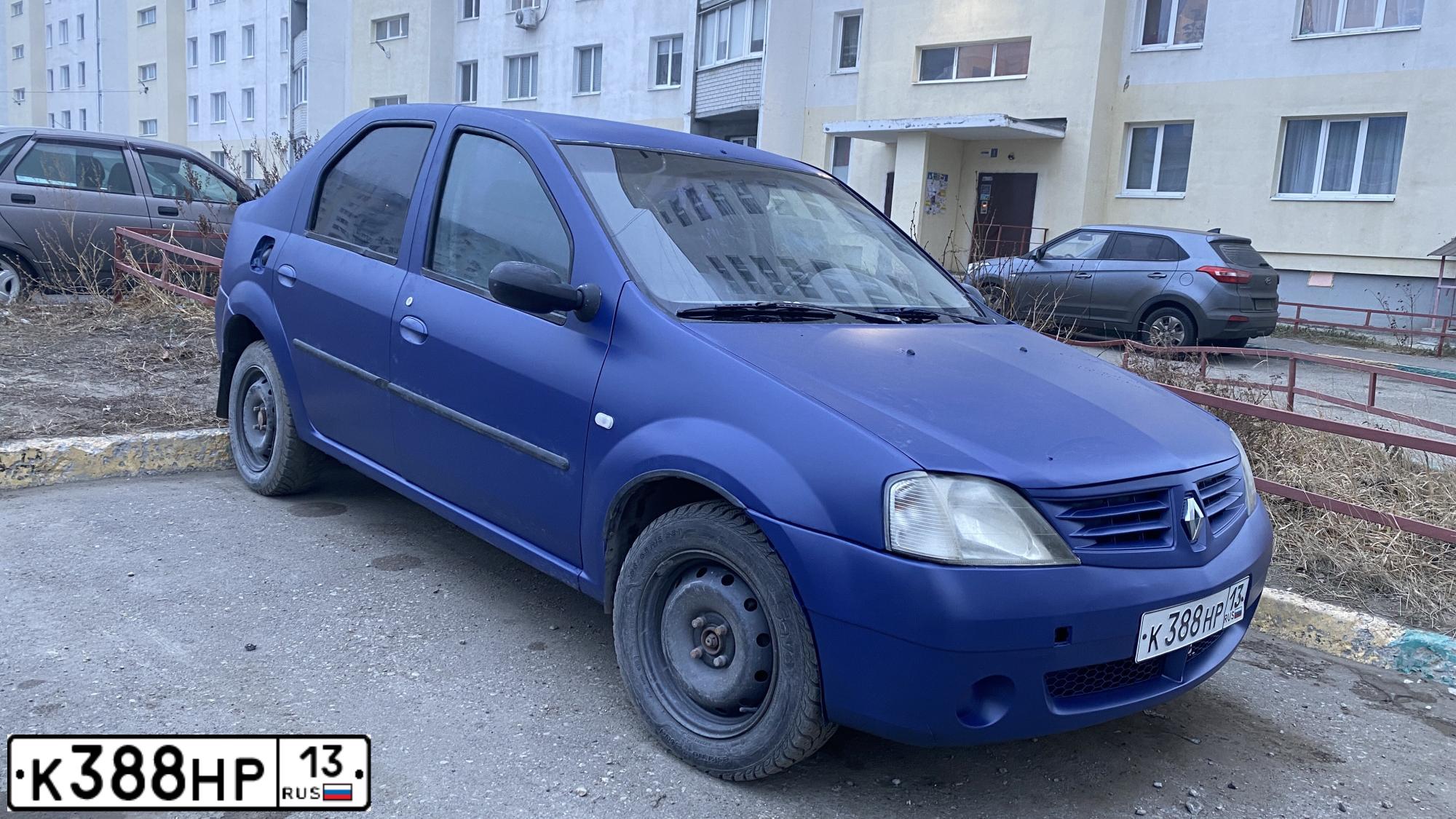 Фото автомобиля RENAULT LOGAN, 2007 — госномер М396ОК164. Цвет: Темно-синий