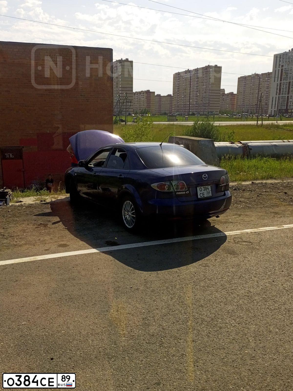 Фото автомобиля MAZDA A 6, 2006 — госномер О384СЕ89. Цвет: ТЕМНО-СИНИЙ