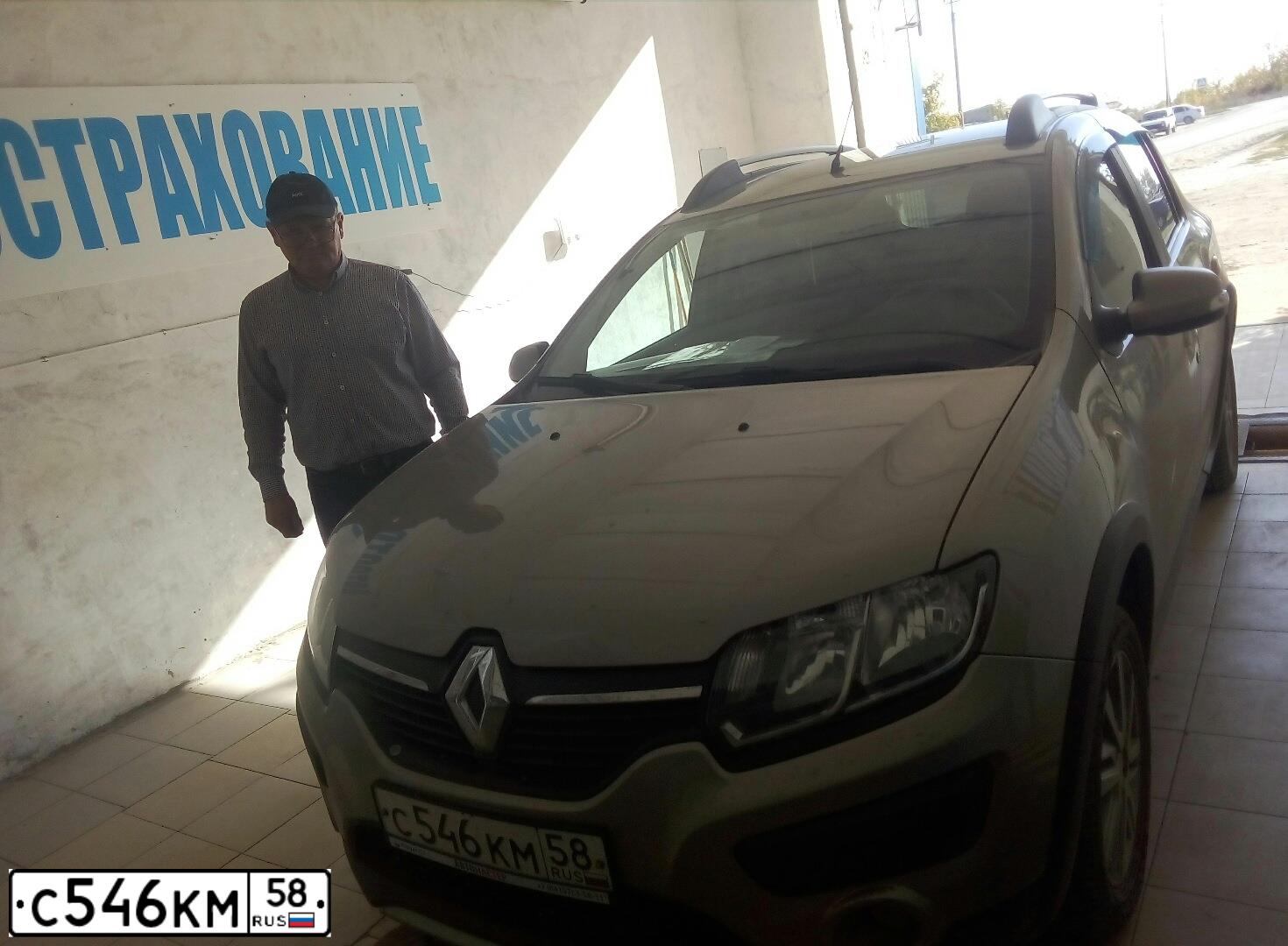 Фото автомобиля RENAULT SANDERO, 2017 — госномер С546КМ58. Цвет: БЕЖЕВЫЙ