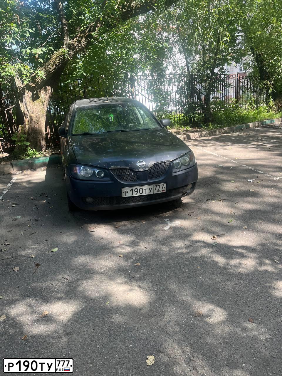 Фото автомобиля NISSAN ALMERA, 2004 — госномер Р190ТУ777. Цвет: ЧЕРНЫЙ