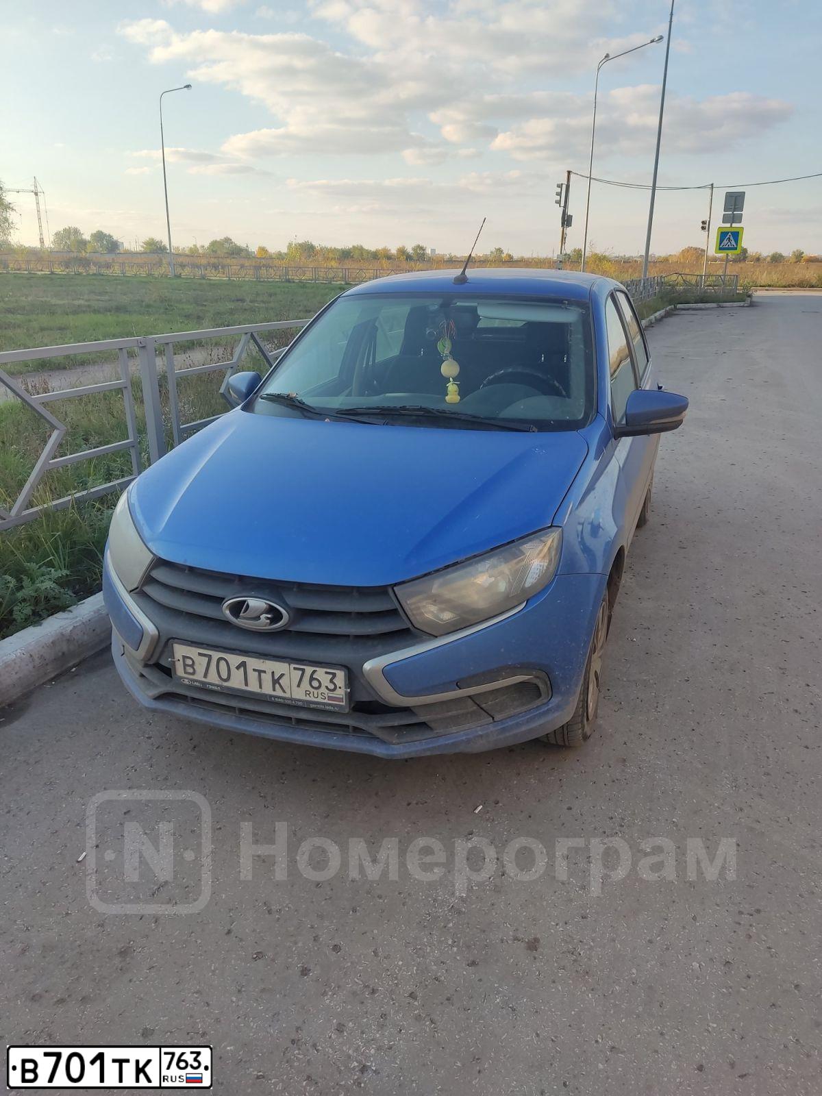 Фото автомобиля LADA 2190 GRANTA, 2020 — госномер В701ТК763. Цвет: синий