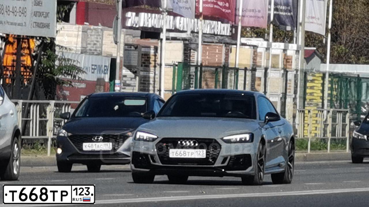 Фото автомобиля AUDI RS5, 2017 — госномер А110УЕ193. Цвет: СЕРЫЙ