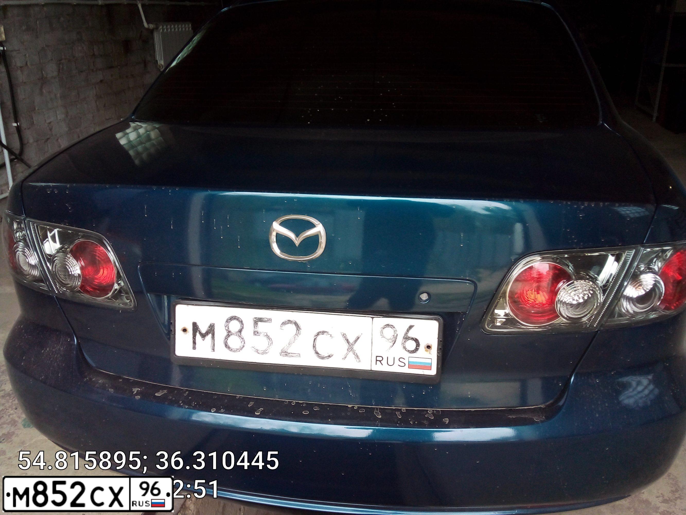 Фото автомобиля MAZDA 6, 2005 — госномер Р983ВМ40. Цвет: сине-зеленый