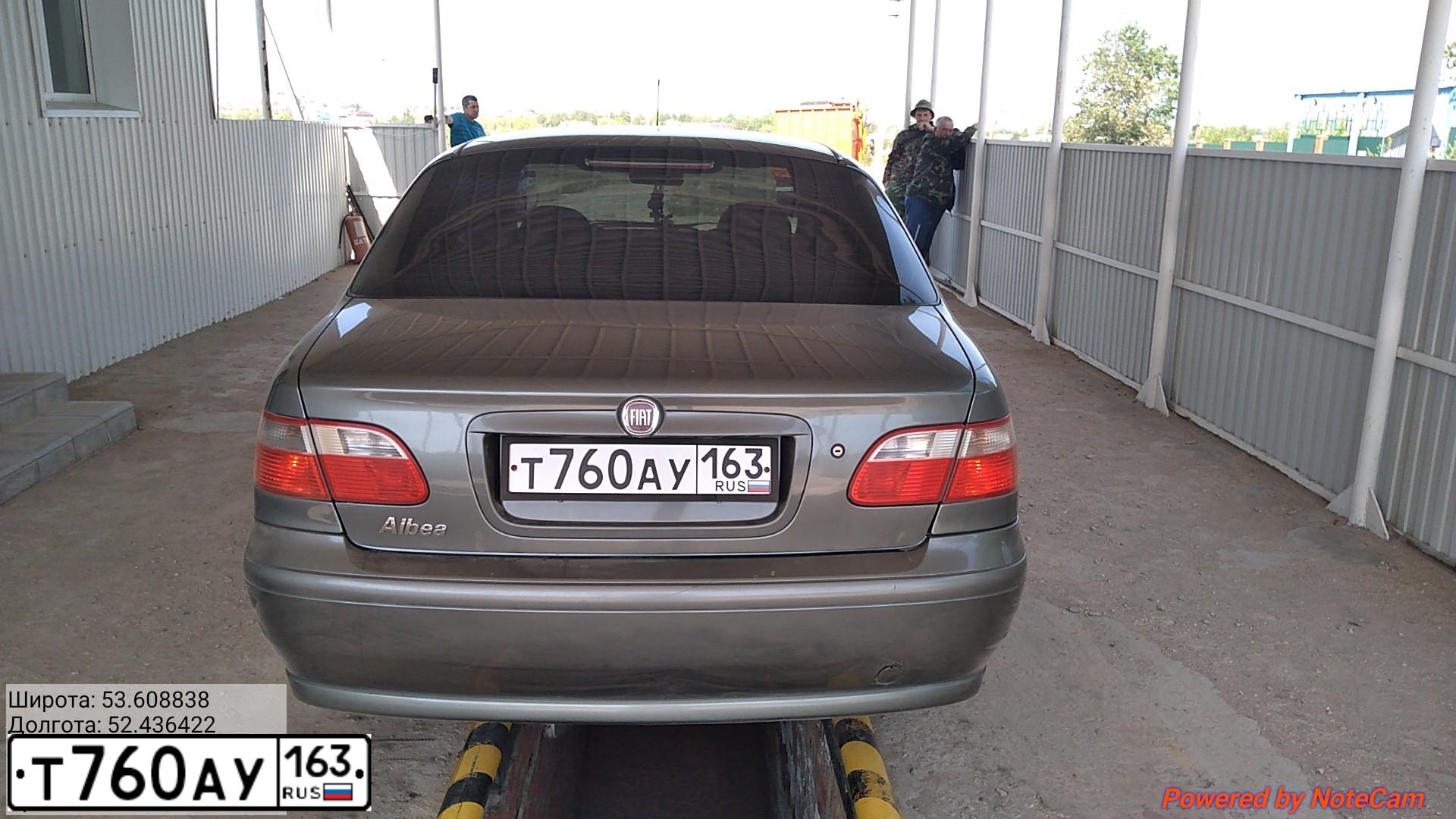Фото автомобиля FIAT ALBEA, 2010 — госномер Т760АУ163. Цвет: СЕРЫЙ ХРОНО