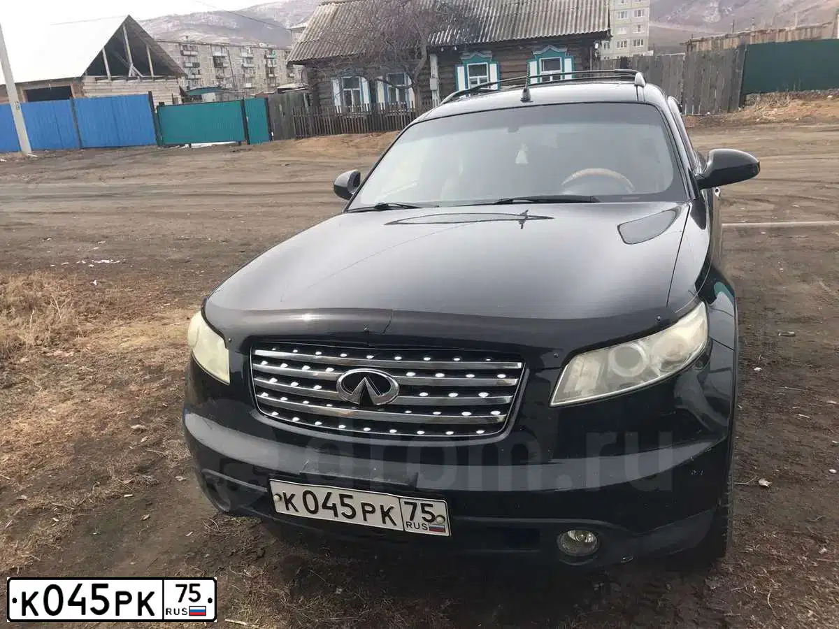Фото автомобиля INFINITI QX70 /FX/, 2003 — госномер К045РК75. Цвет: ЧЕРНЫЙ