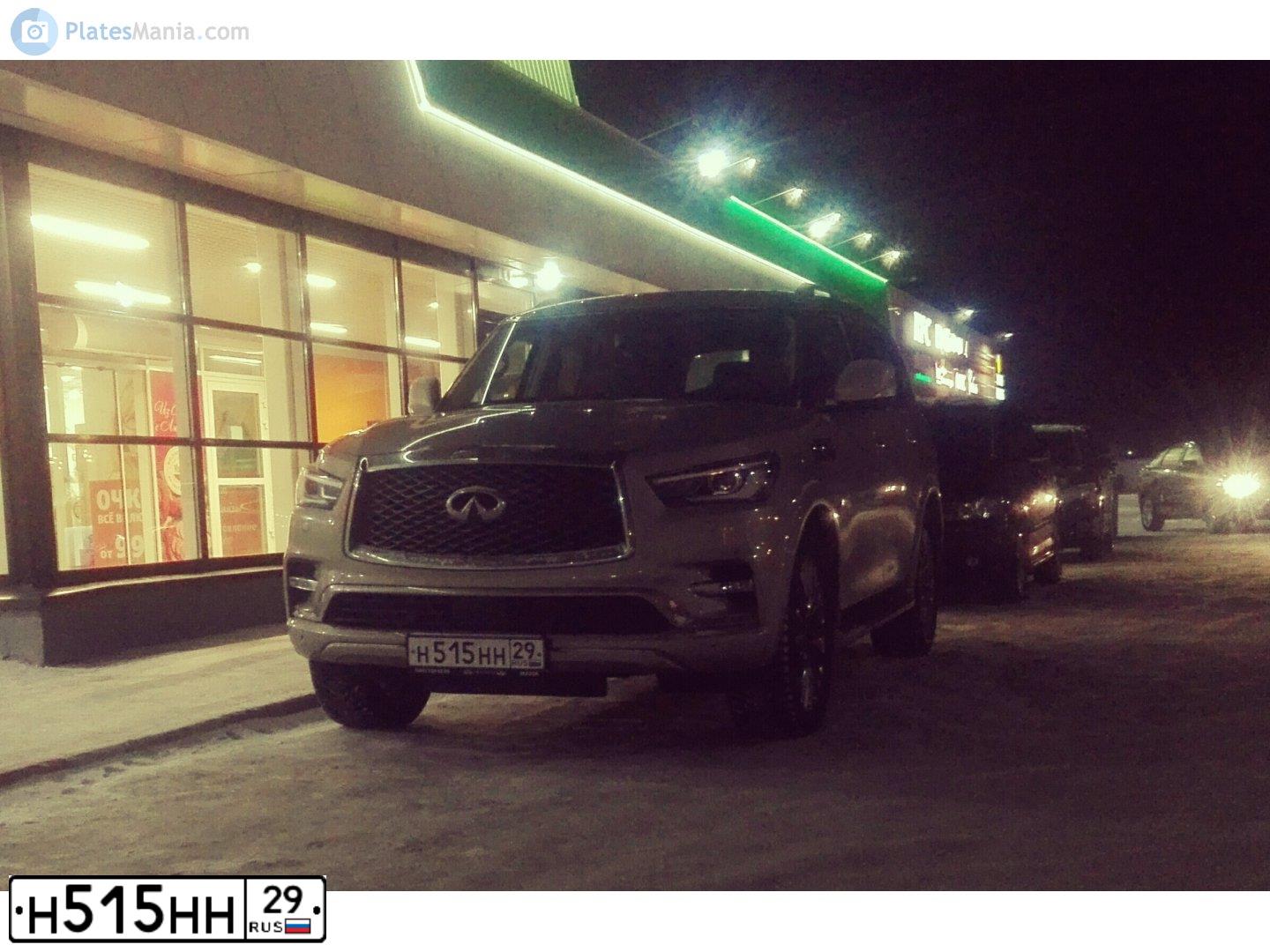 Фото автомобиля INFINITI QX80 /QX56/, 2019 — госномер Н515НН29. Цвет: БЕЖЕВЫЙ