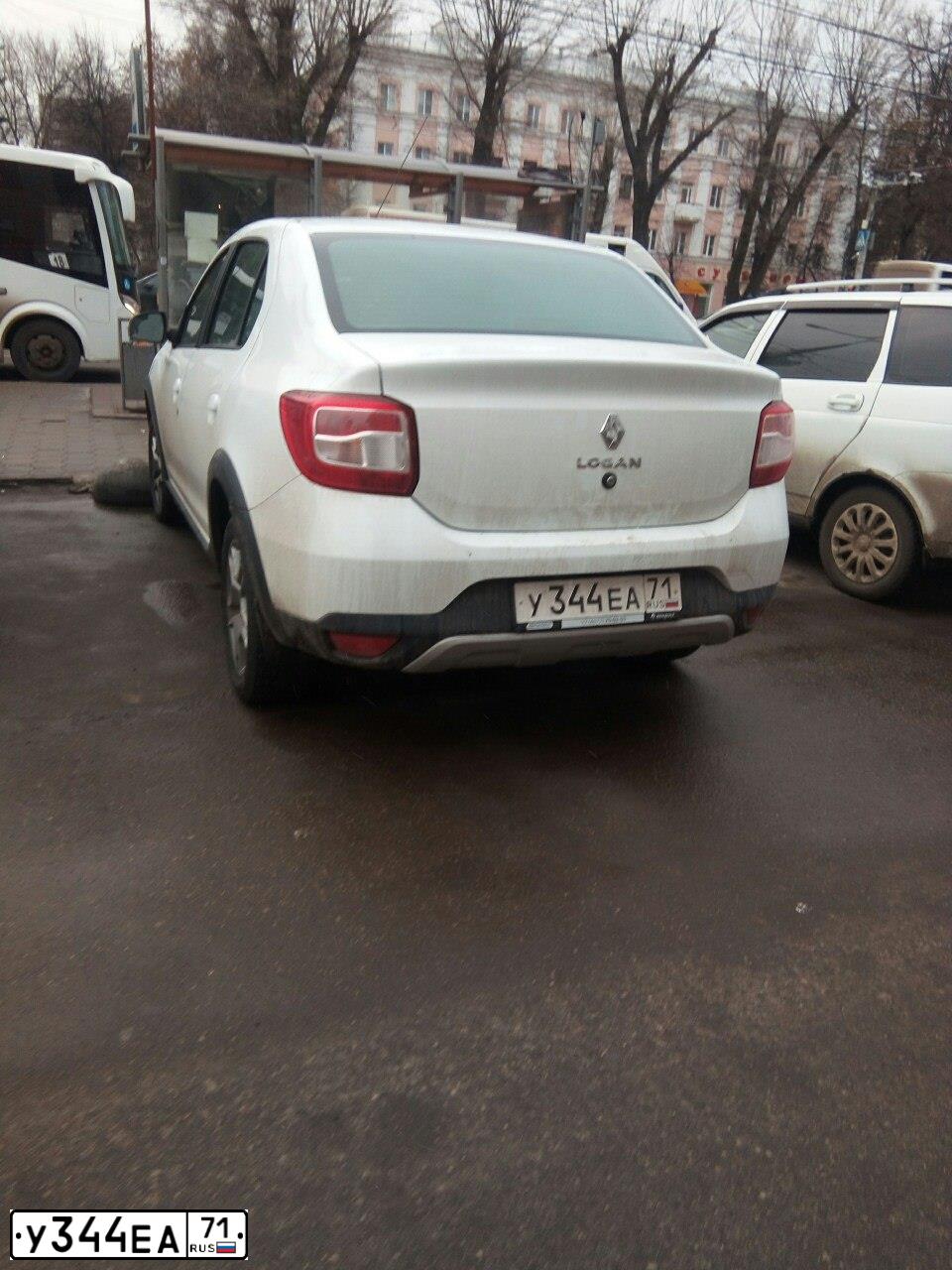 Фото автомобиля RENAULT LOGAN, 2020 — госномер У344ЕА71. Цвет: БЕЛЫЙ