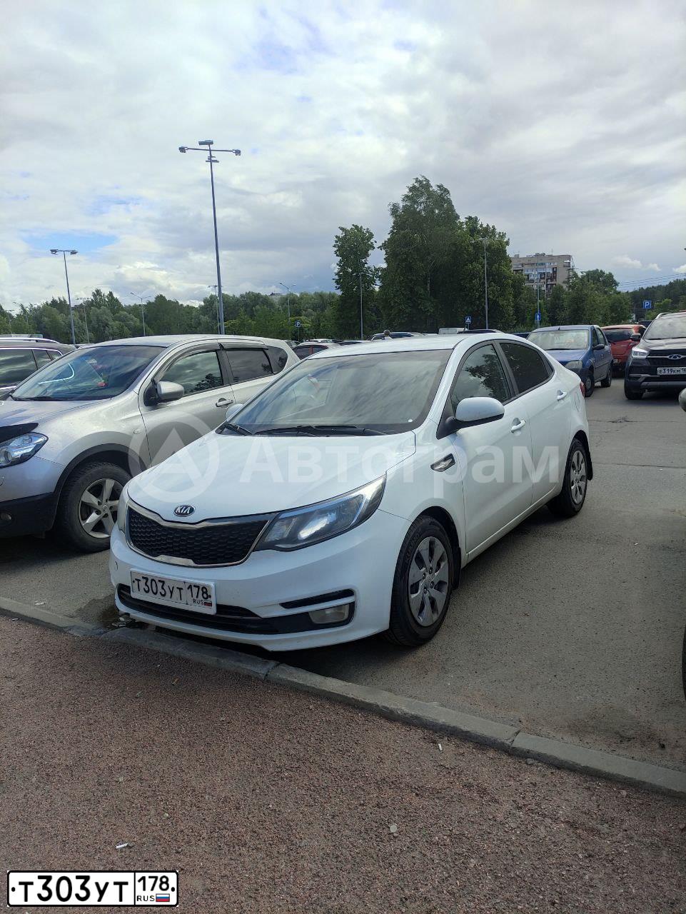 Фото автомобиля KIA RIO, 2016 — госномер Т303УТ178. Цвет: БЕЛЫЙ