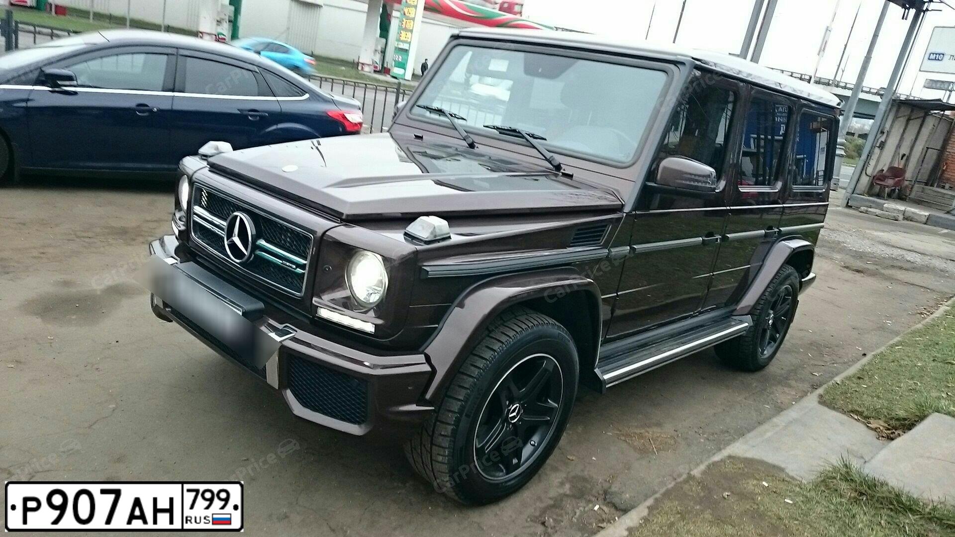 Фото автомобиля MERCEDES G-KLASSE, 2015 — госномер Р907АН799. Цвет: Коричневый