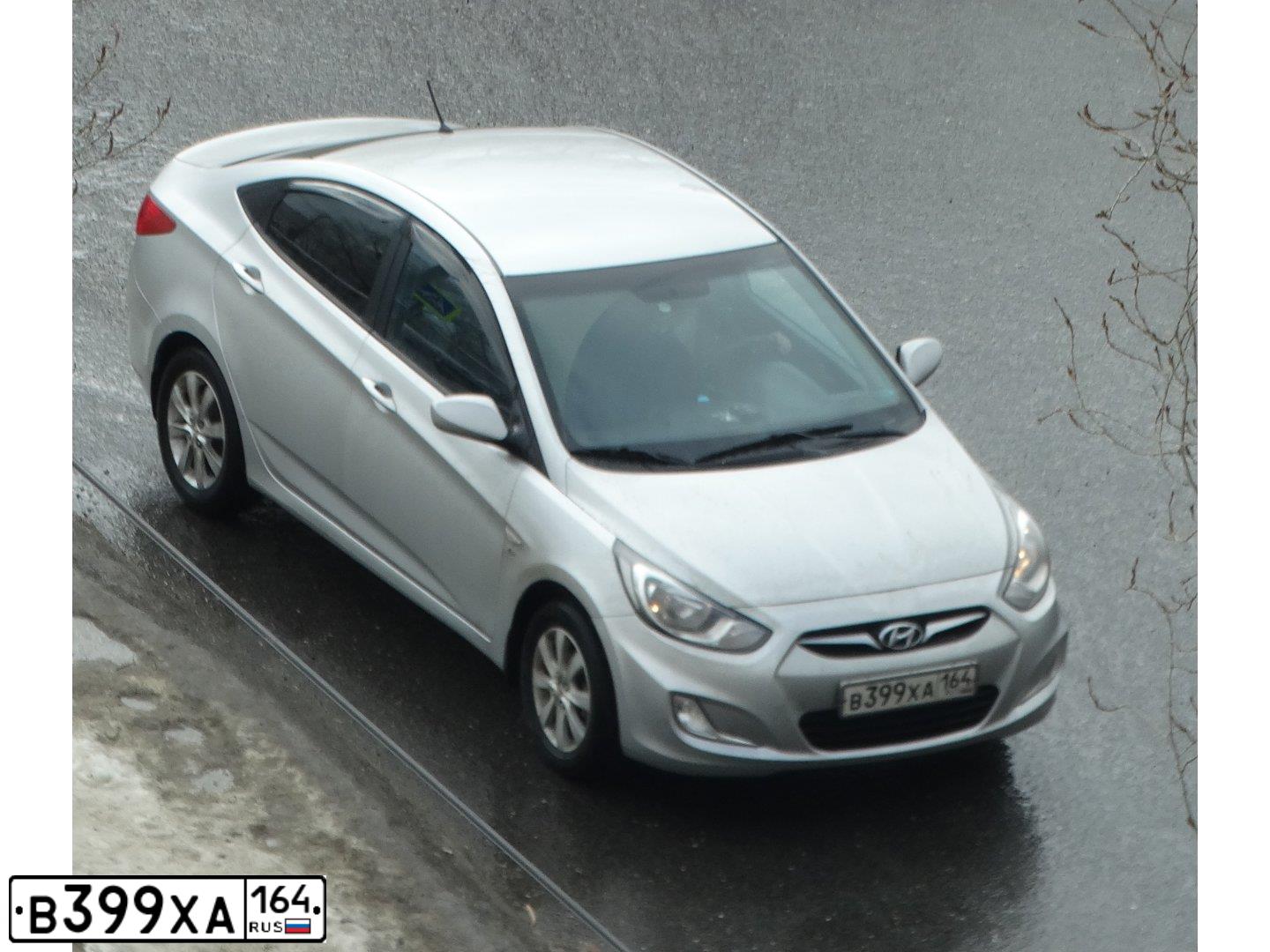 Фото автомобиля HYUNDAI SOLARIS, 2013 — госномер В399ХА164. Цвет: СЕРЕБРИСТЫЙ