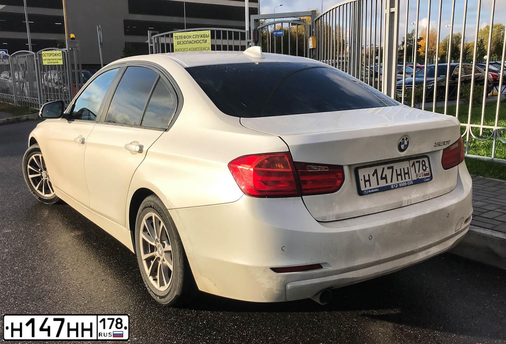 Фото автомобиля BMW SERIE 3, 2014 — госномер Н147НН178. Цвет: БЕЛЫЙ МЕТАЛЛИК